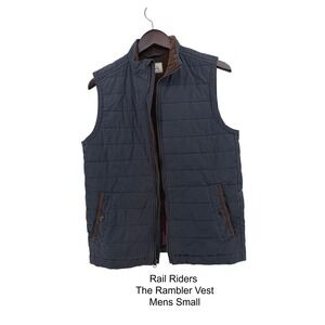 RailRiders The Rambler Vest Mens Small Navy Blue Quilted Wool Blend RR-WCQV